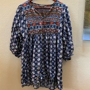 Boho vintage Quarter Sleeve Blouse